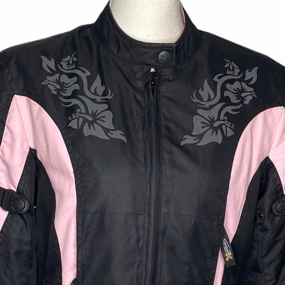 X Element Black & Pink Motorcycle Full Zip Jacket - Picture 2 of 12